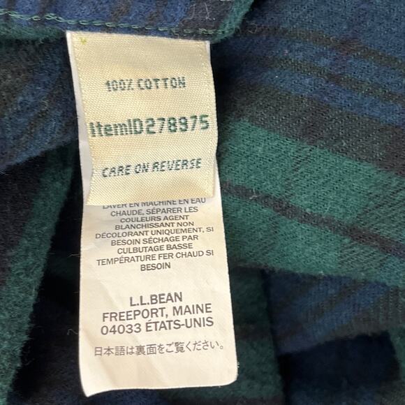 L.L. Bean Flannel Shirt Relaxed Fit Womens Plus 1X L/S Black Watch Plaid Cotton - Picture 4 of 5